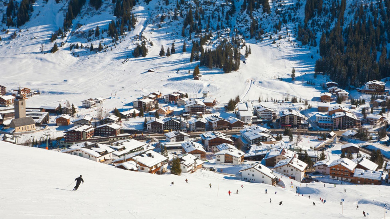 Лыжная трасса на горнолыжном курорте Лех, Австрия