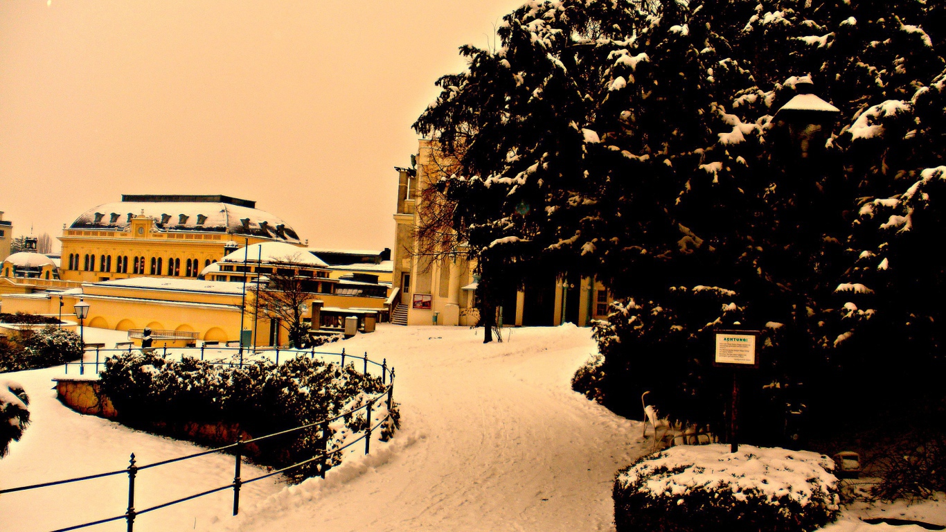 Зимний пейзаж на курорте Баден, Австрия