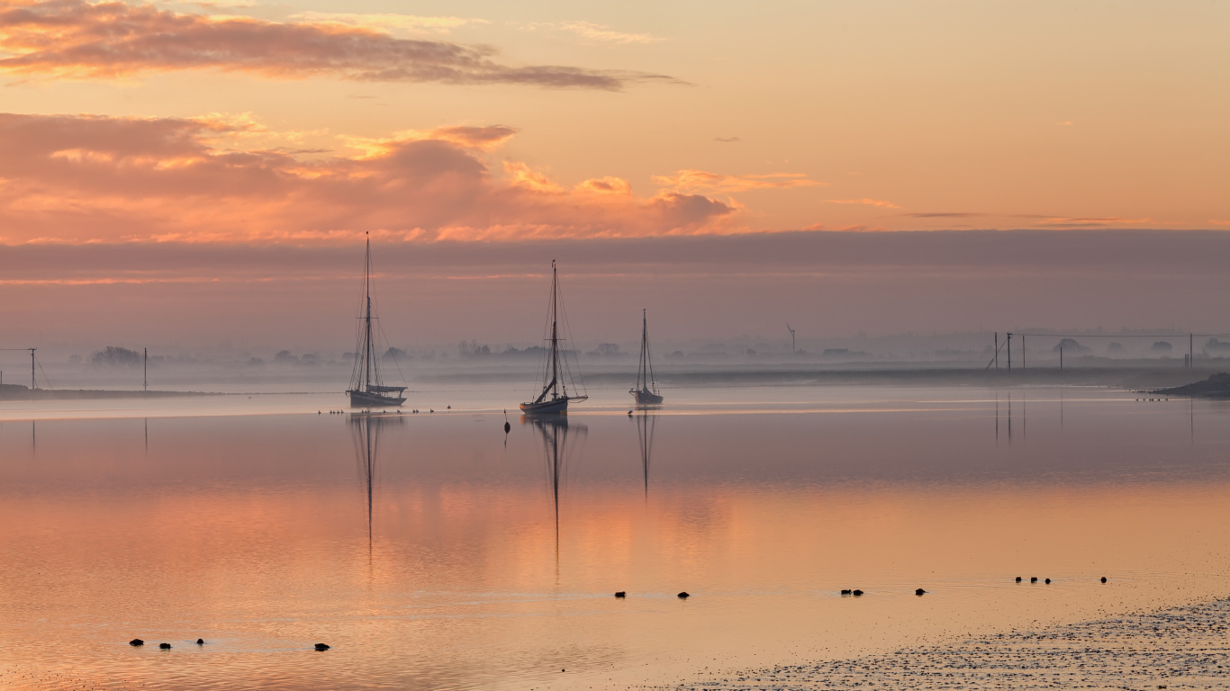 Восход солнца над Молдон, Эссекс, Великобритания