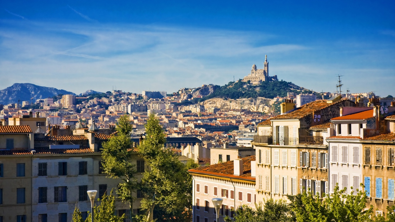 Панорама в городе Марсель, Франция