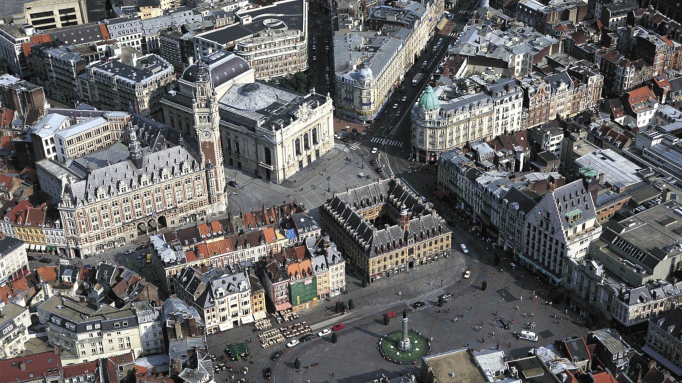 Панорама в городе Лилль, Франция