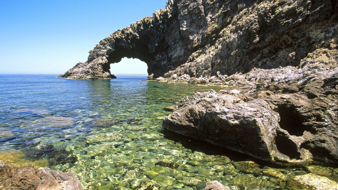 Rock on the coast of the island of Sicily, Italy