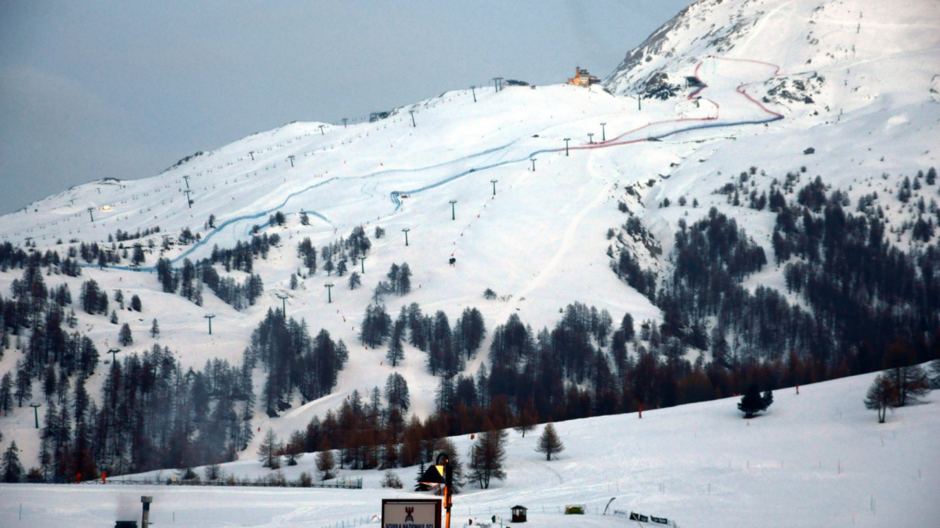 Лыжная трасса на горнолыжном курорте Сестриер, Италия