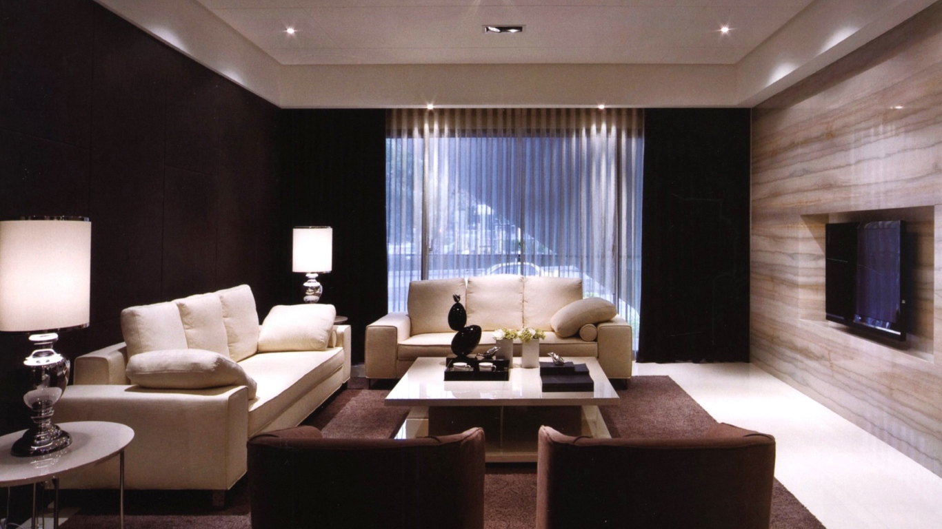 Темные цвета в оформлении гостиной