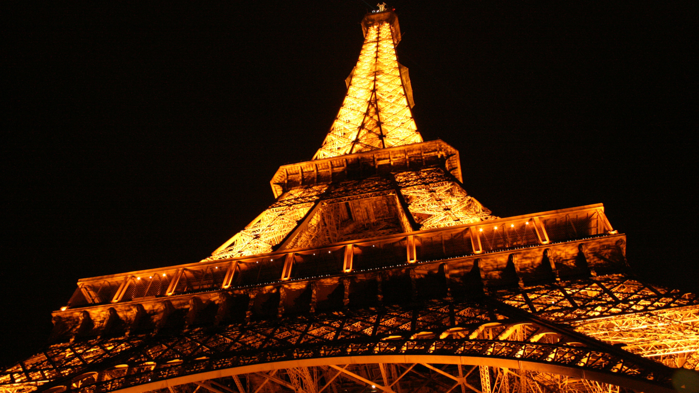 Eiffel Tower, night photography from below