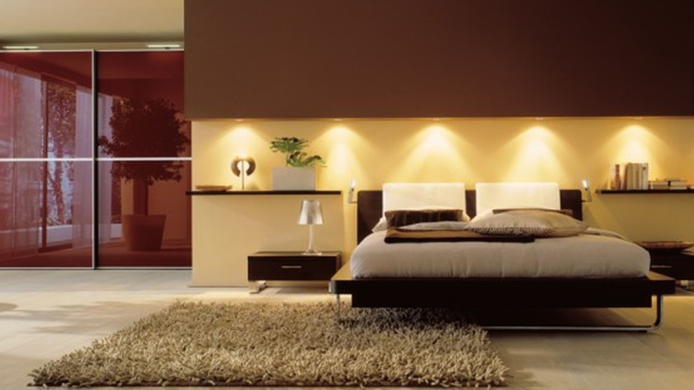 Пушистый ковер в спальне