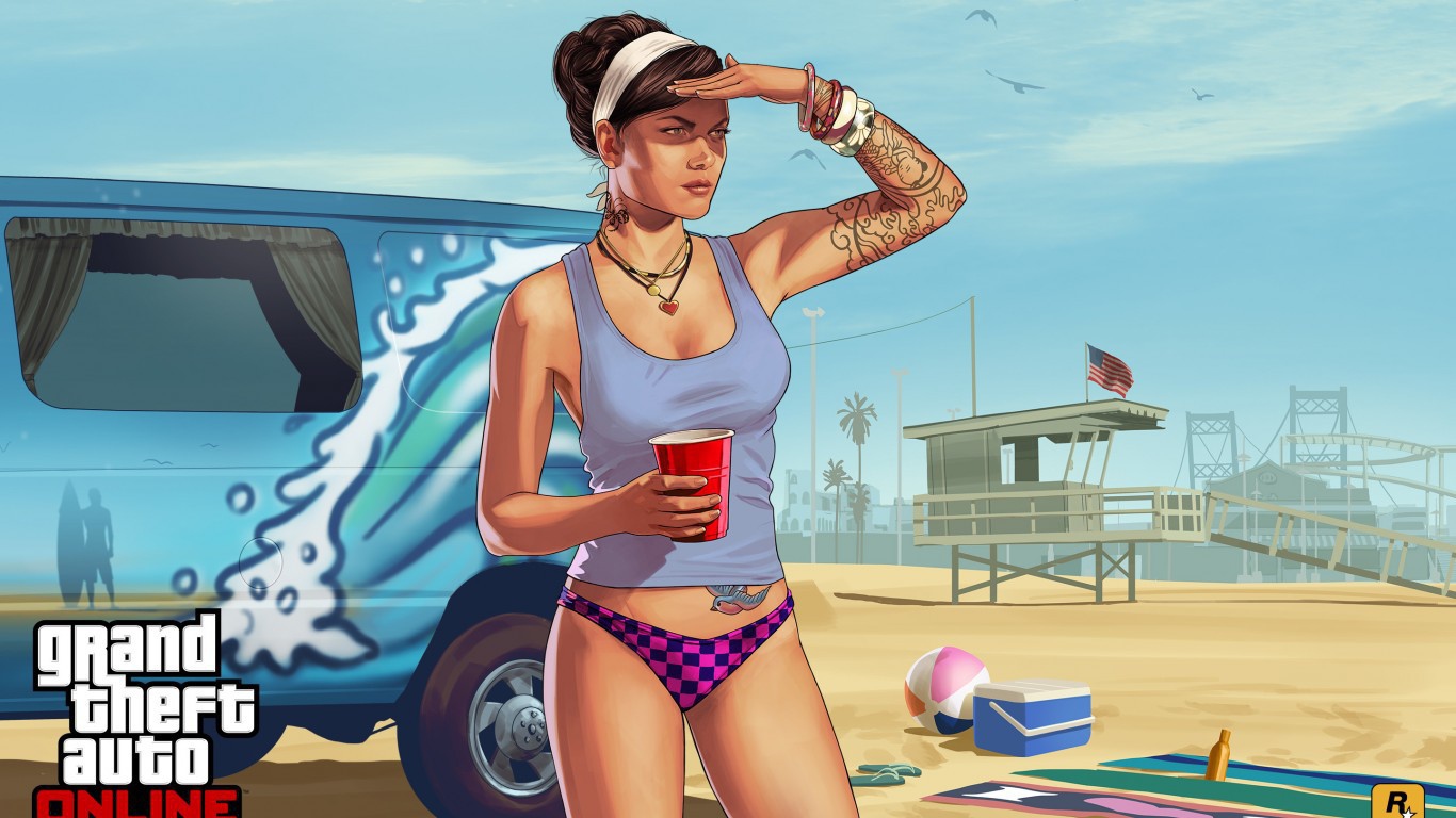 Девушка на пляже Grand Theft Auto V