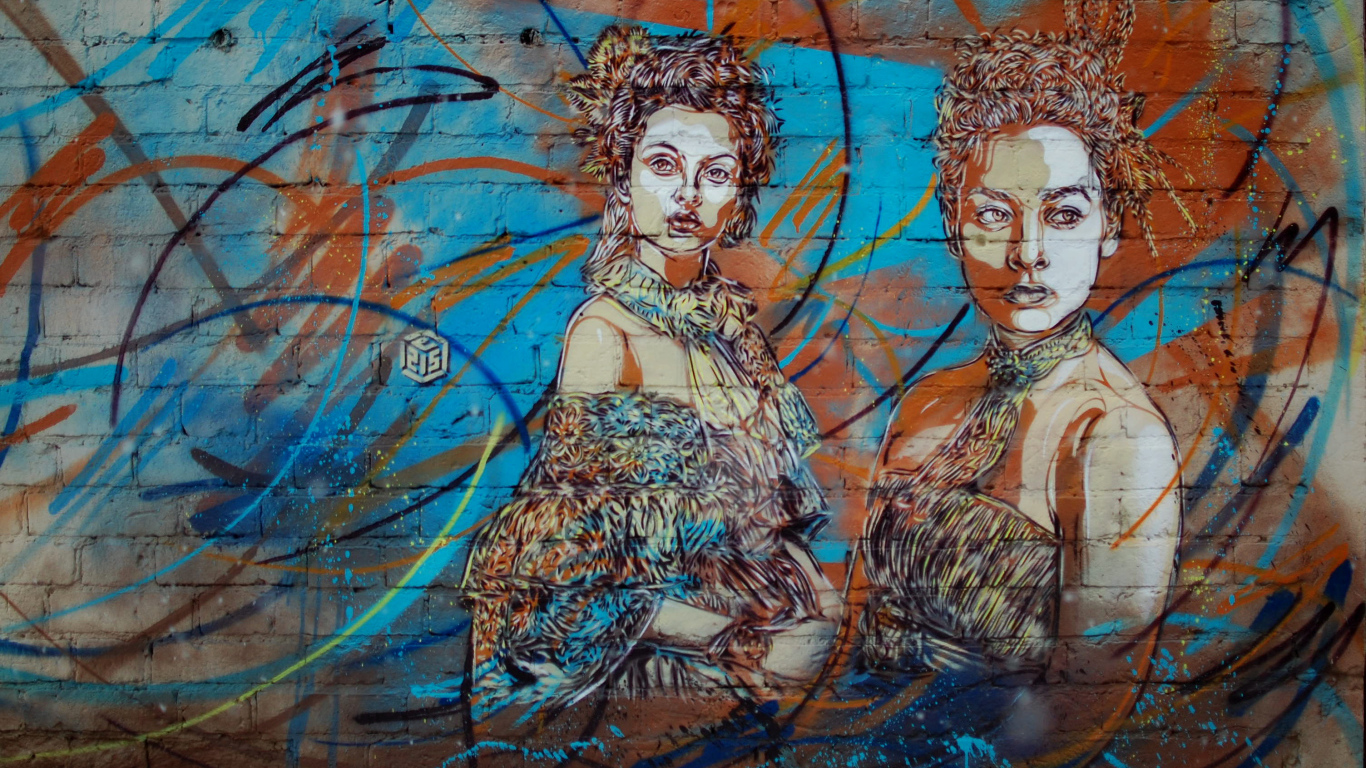 Граффити, две женщины