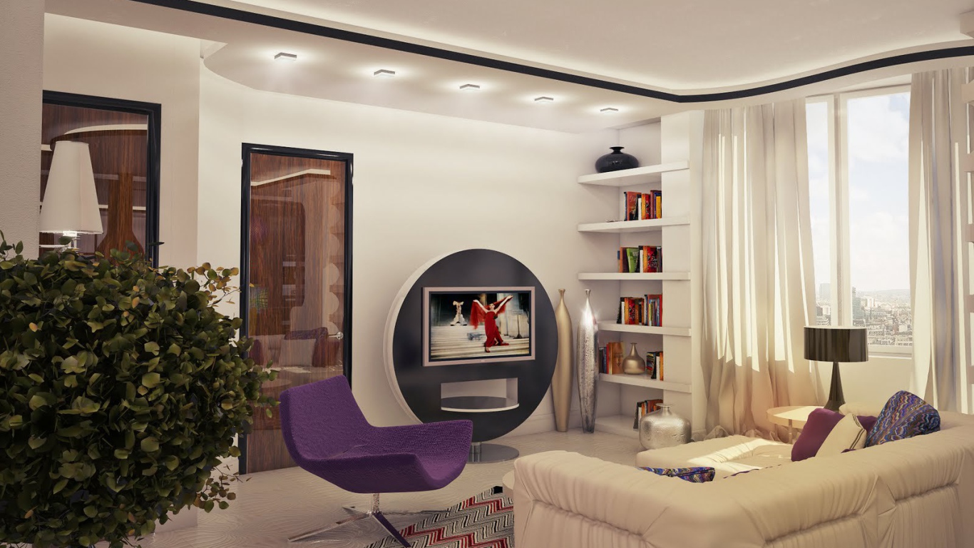 Зеленый букет в гостиной