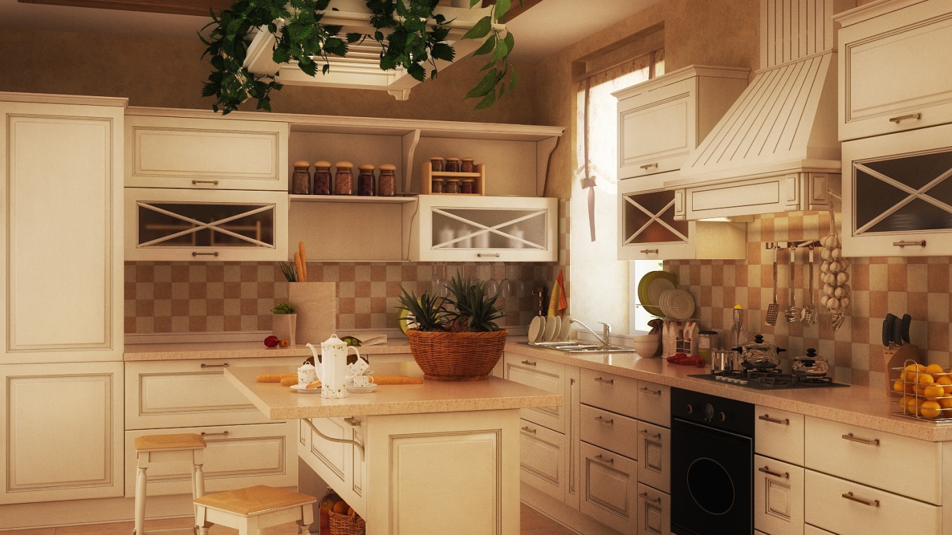 Зеленые растения в кухне