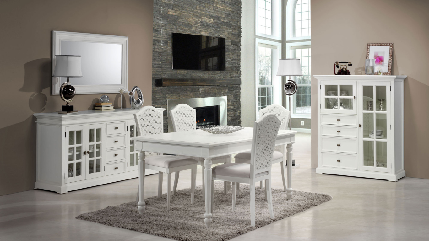 Белая мебель в столовой