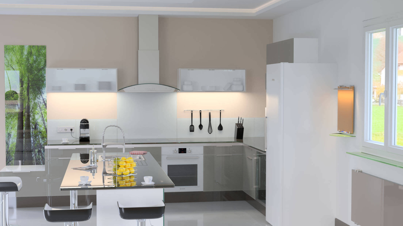 Белый холодильник в кухне