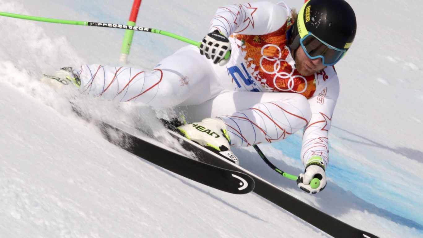 Обладатель серебряной медали в дисциплине горные лыжи Эндрю Вайбрехт на олимпиаде в Сочи