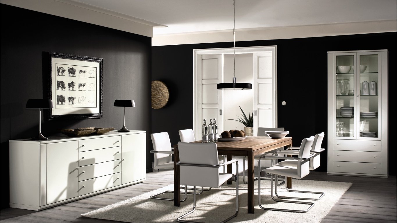 Столовая в черно белом стиле