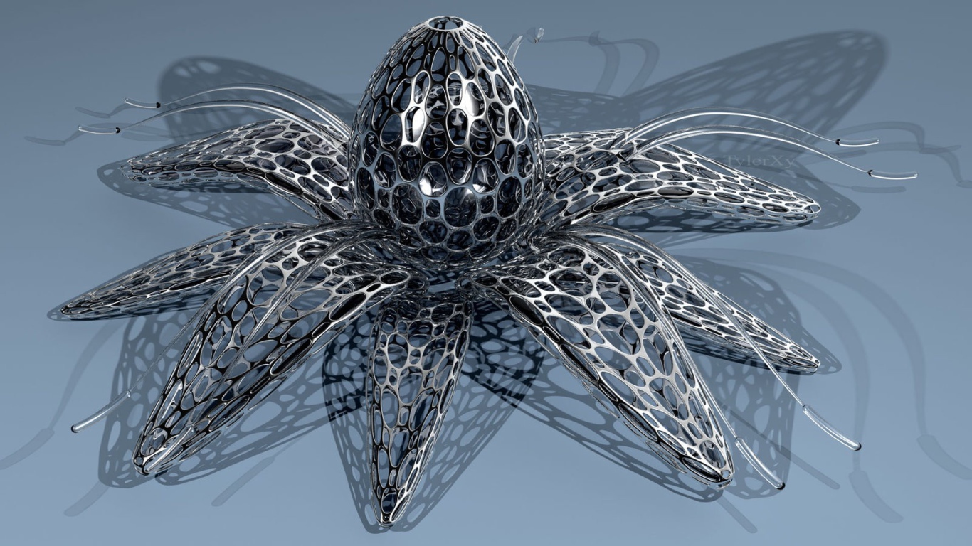 Цветок из металла, 3-Д графика