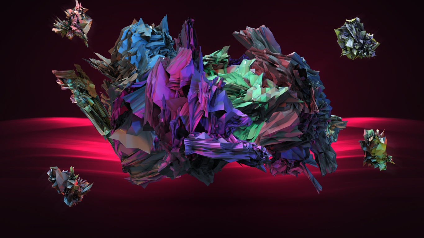 Абстрактный кристалл на красном фоне