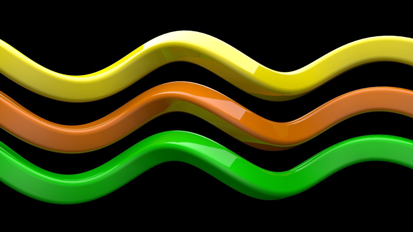 Яркие волны на черном фоне, 3-Д графика