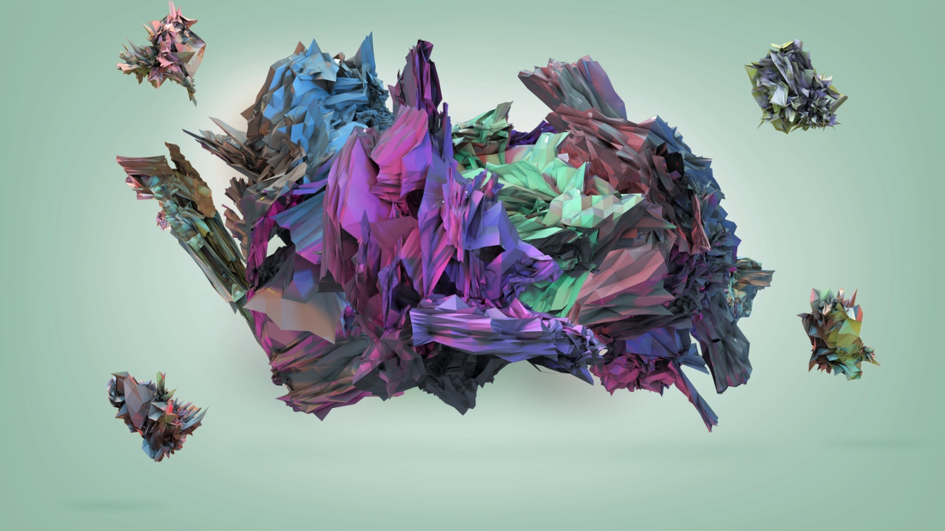 Кристаллы на голубом фоне