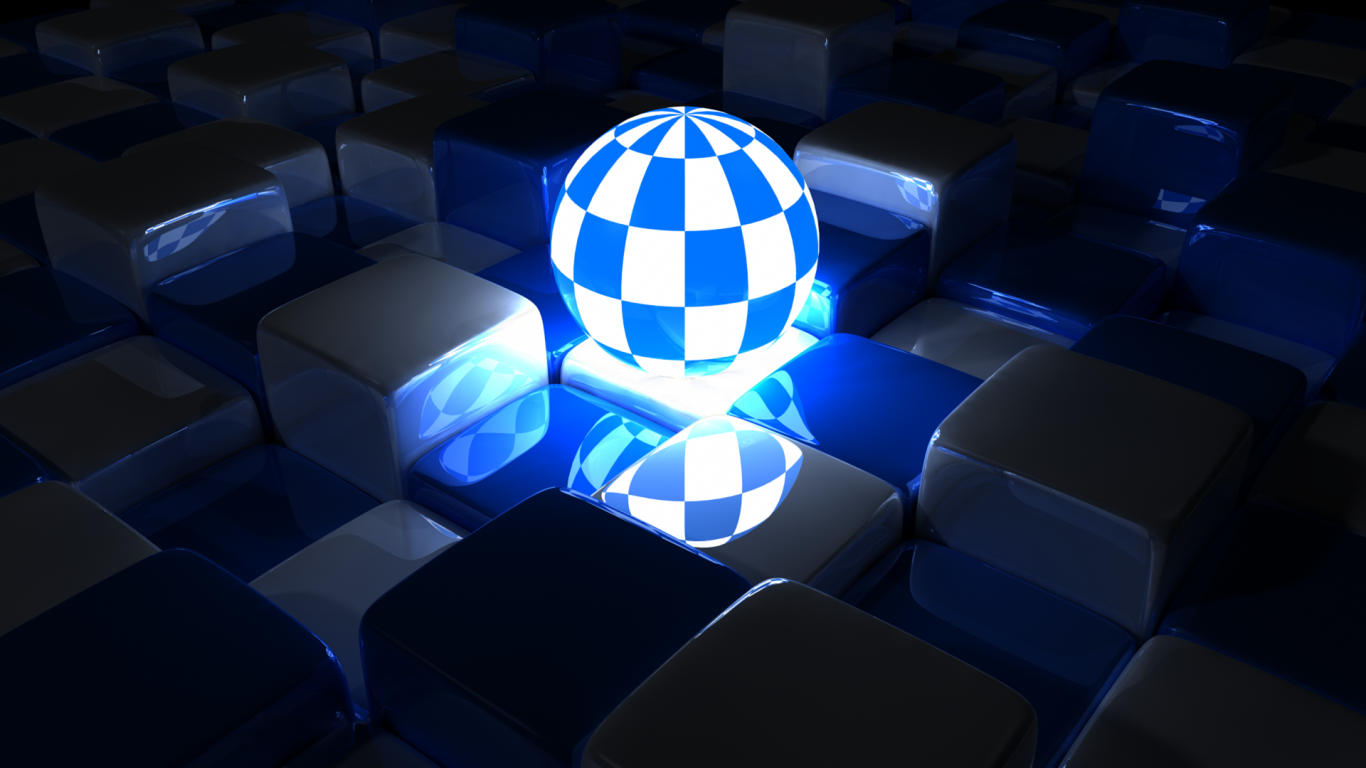 Luminous sphere among cubes