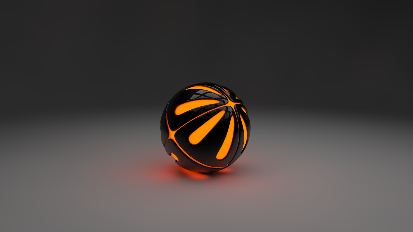 Оранжевый шар на сером фоне, 3-Д графика