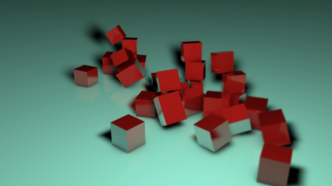 Несколько красных кубов, 3Д графика