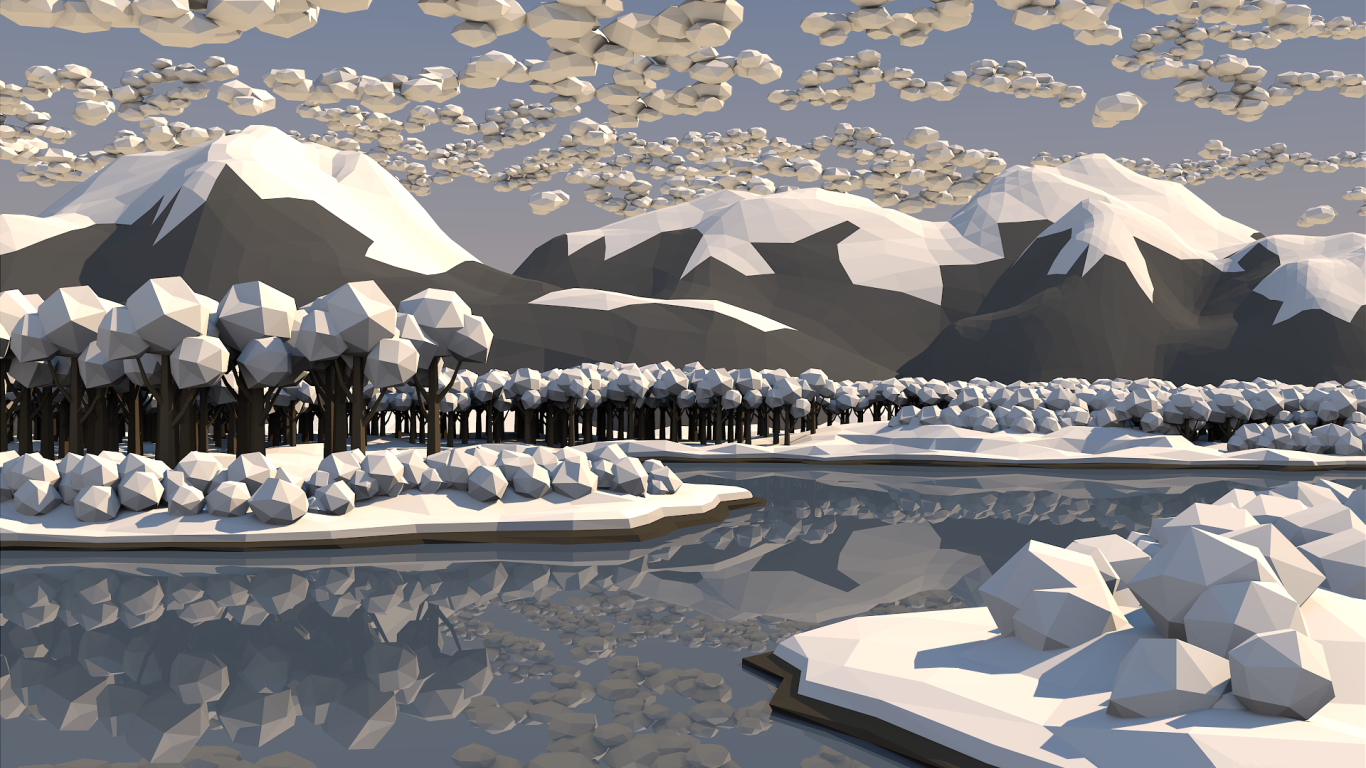 Зимний лес, 3Д графика