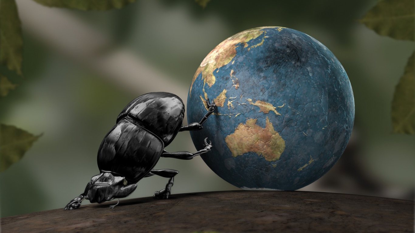 Жук скатал земной шар