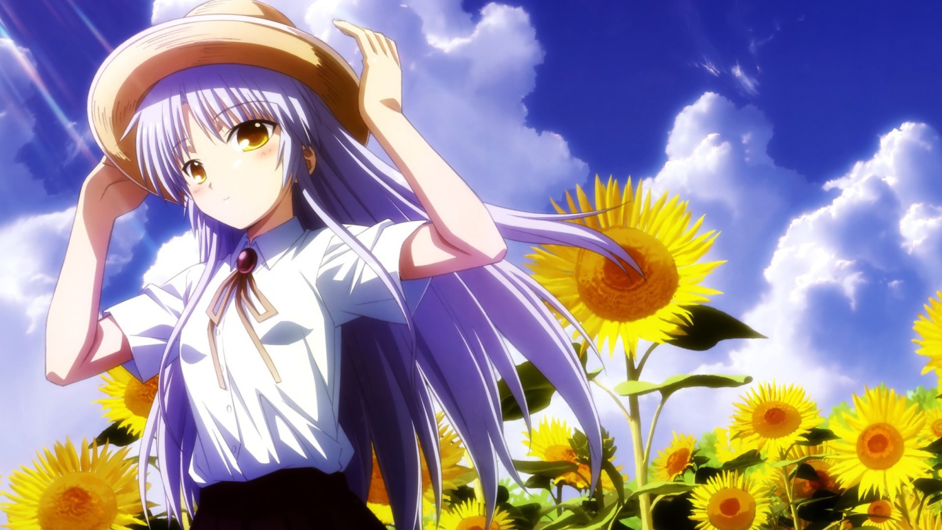 Девушка среди подсолнухов в аниме Ангельские ритмы