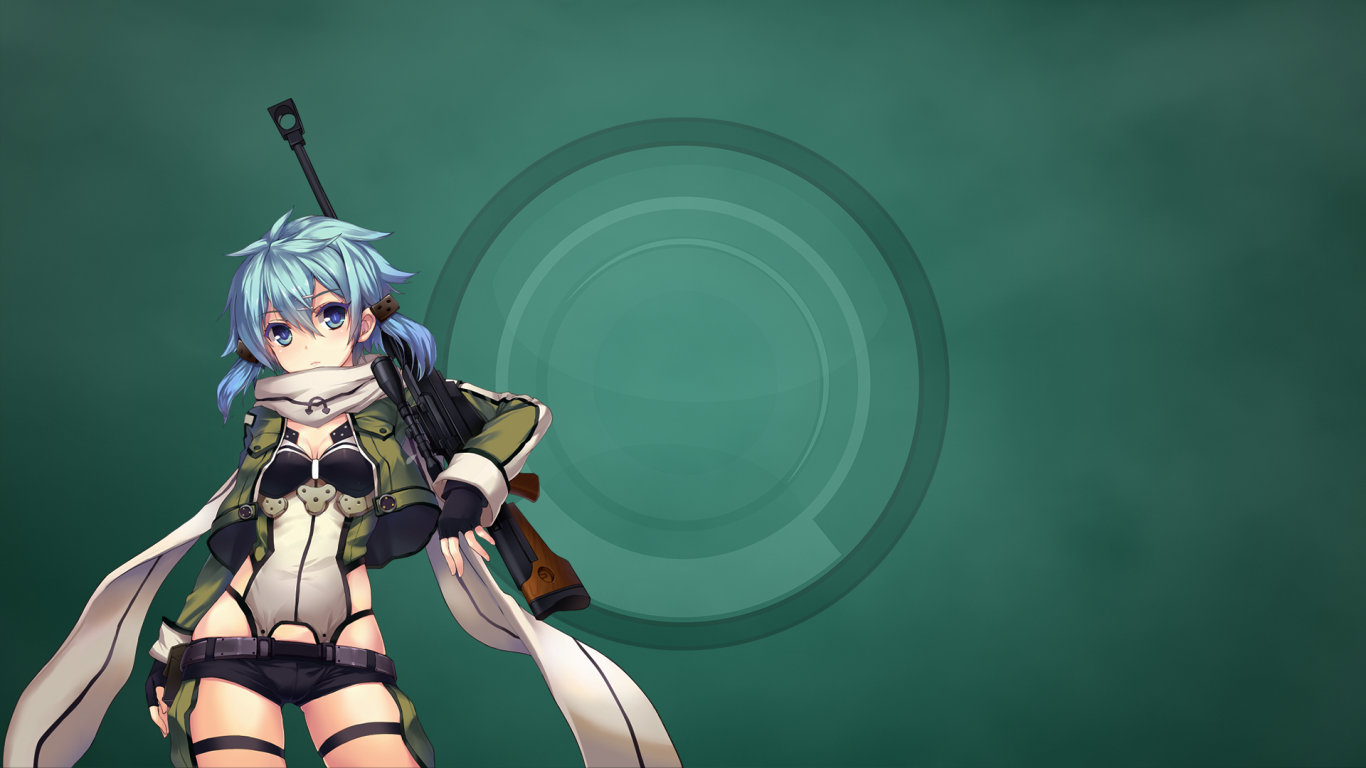 Девушка воин аниме на зеленом фоне