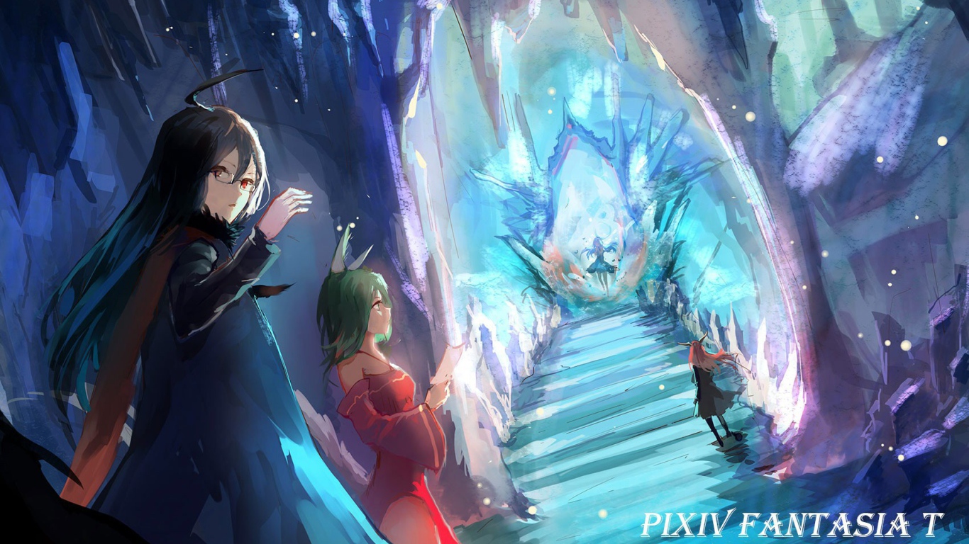 Голубой фентези мир аниме Pixiv Fantasia