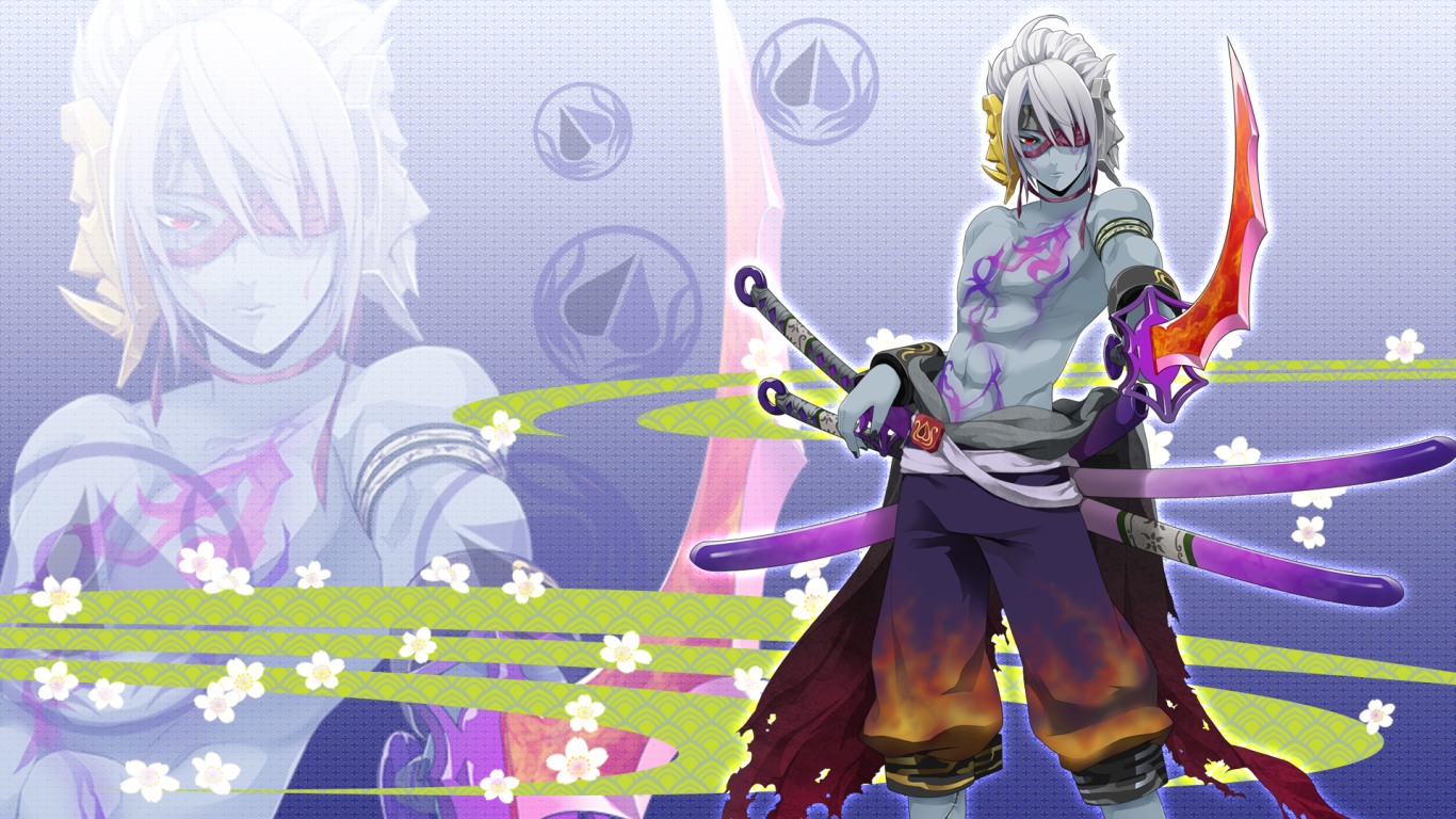 Синий парень из аниме Onigirl