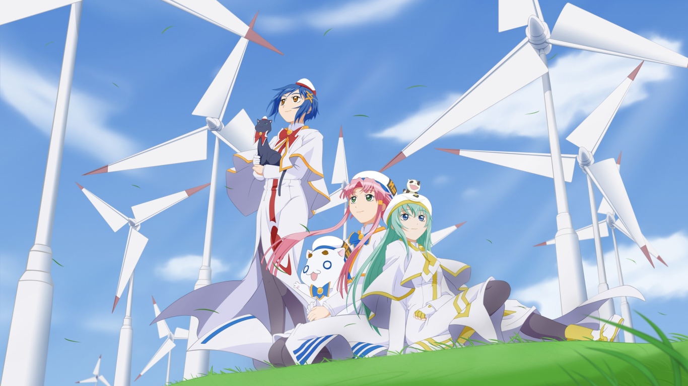 Персонажи аниме Ангельские ритмы среди ветряков