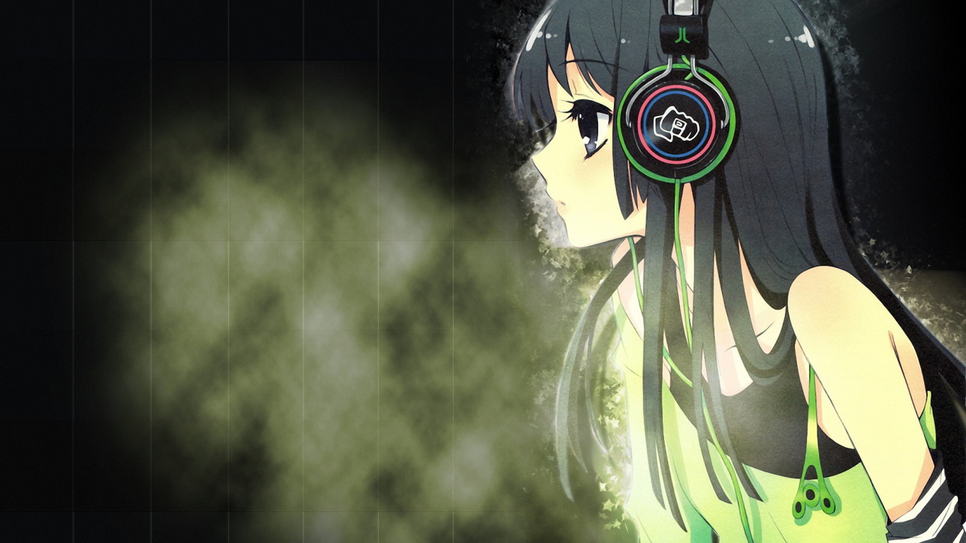 Девушка Акияма Мио в наушниках, аниме