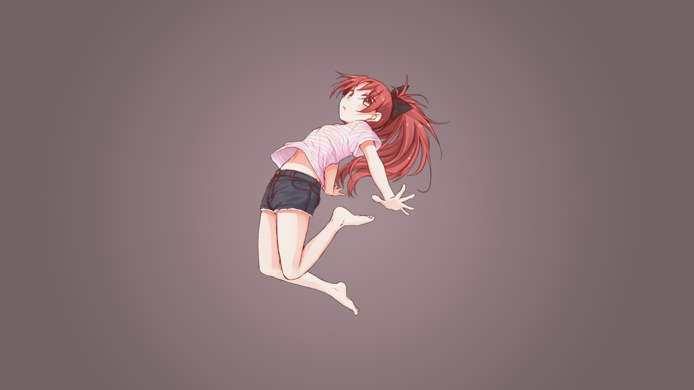 Девочка на сером фоне, аниме Девочка-волшебница Мадока