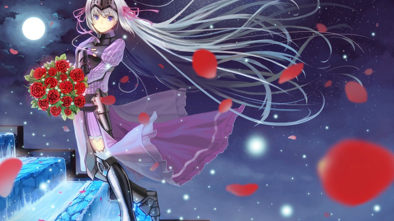 Девушка с букетом в аниме Уж не зомби ли это