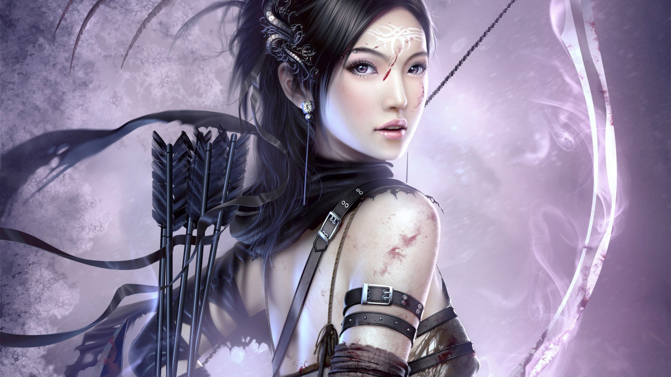 Девушка с луком и стрелами аниме