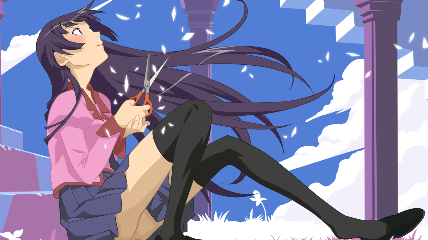 Девушка с ножницами в аниме Bakemonogatari