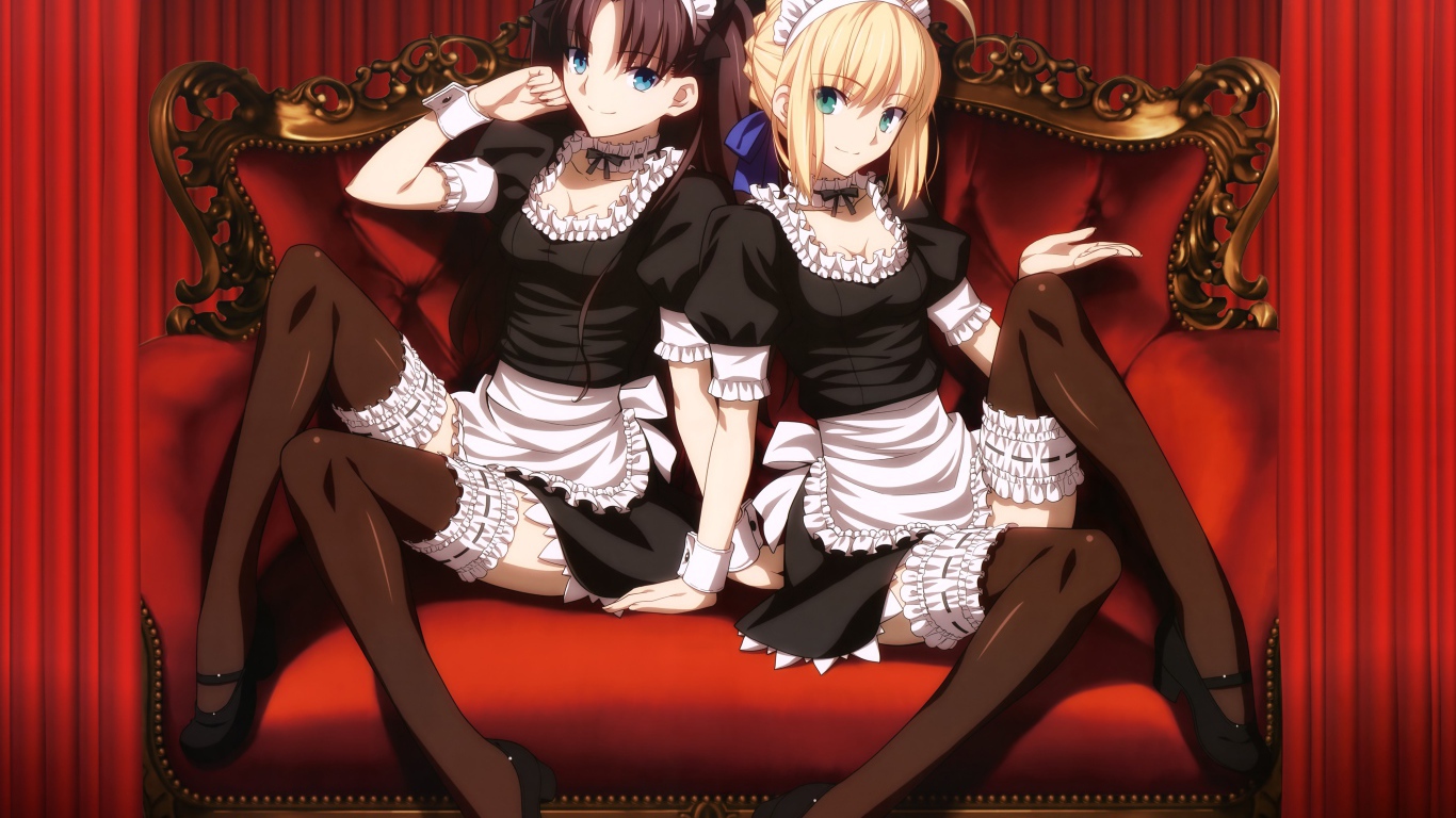 Девушки горничные в аниме Ночь прибытия