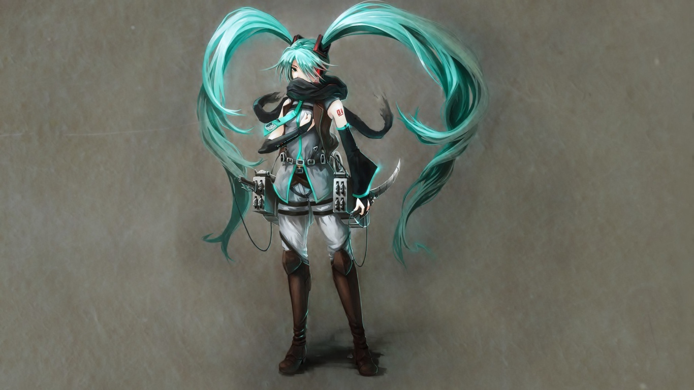 Зеленоволосая девушка из аниме Атака Титанов