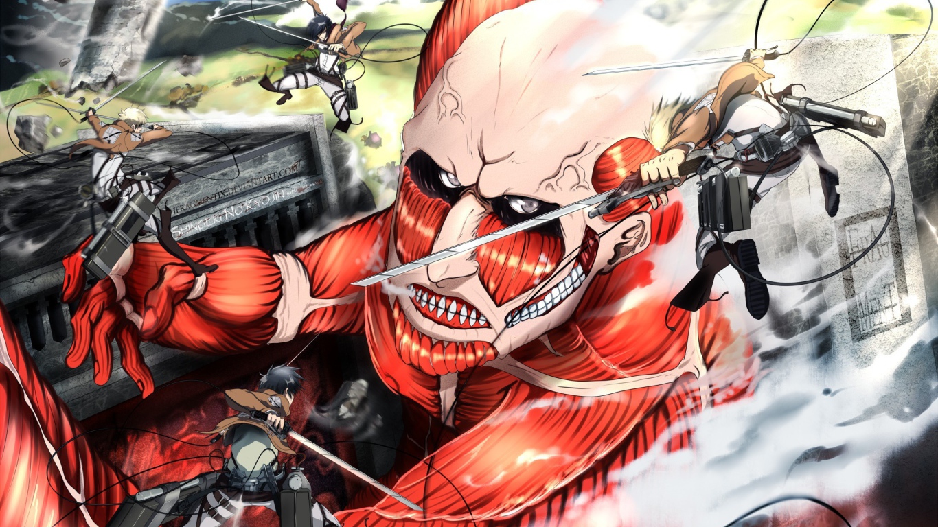 Огромный монстр из аниме Атака Титанов