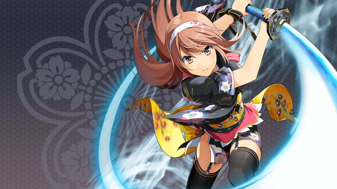 Световой меч в руке девушки аниме Onigirl