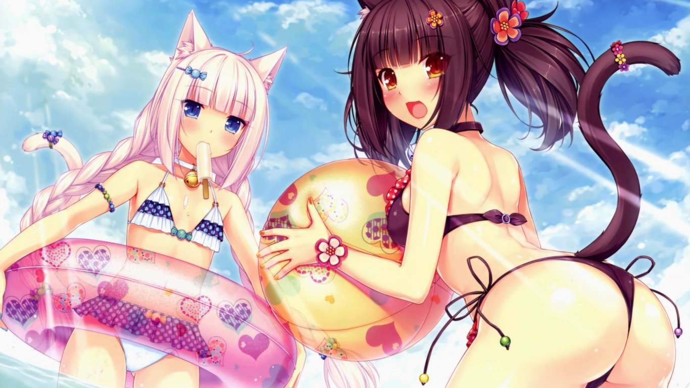 Отдых на пляже, аниме Neko Para