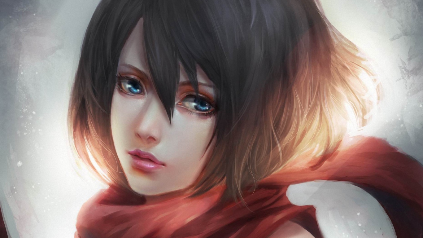 Грустная девушка аниме Атака Титанов