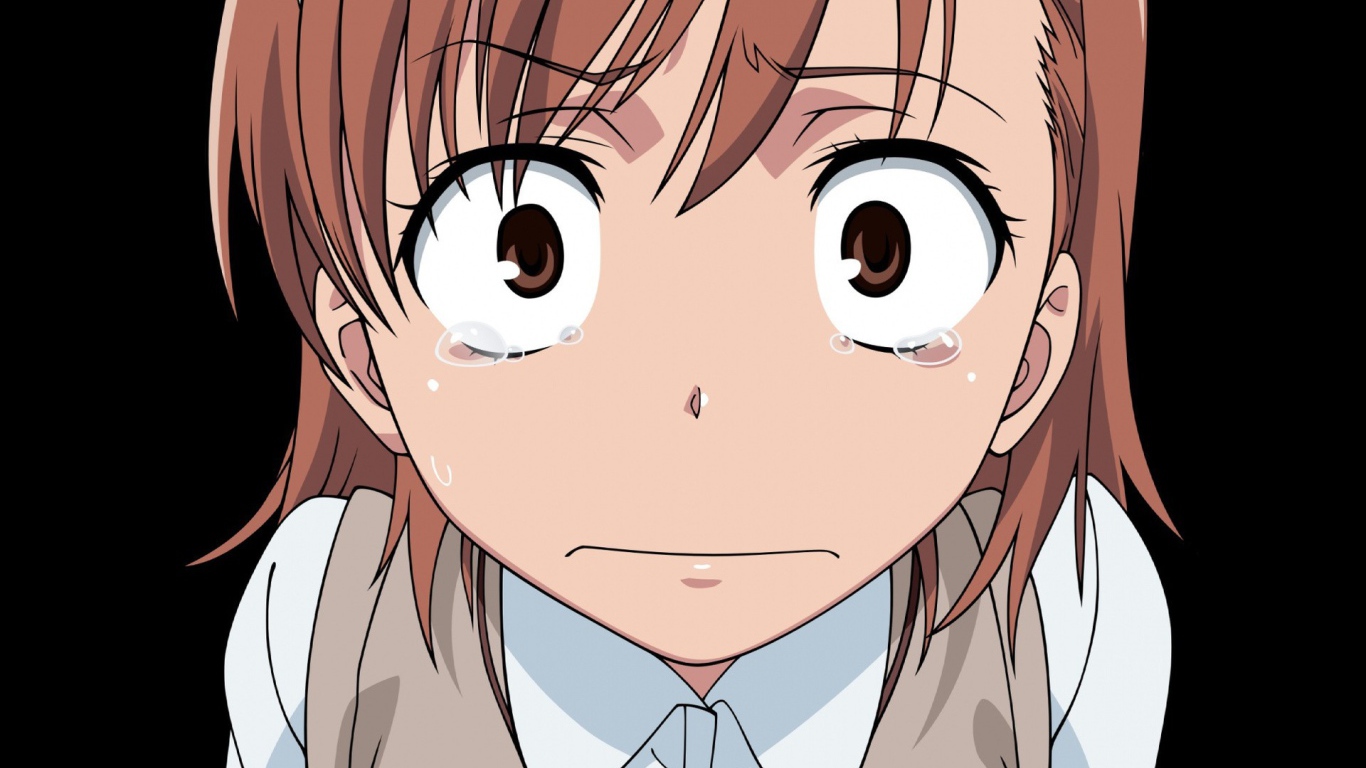 Грустная девушка из аниме Некий научный Рейлган
