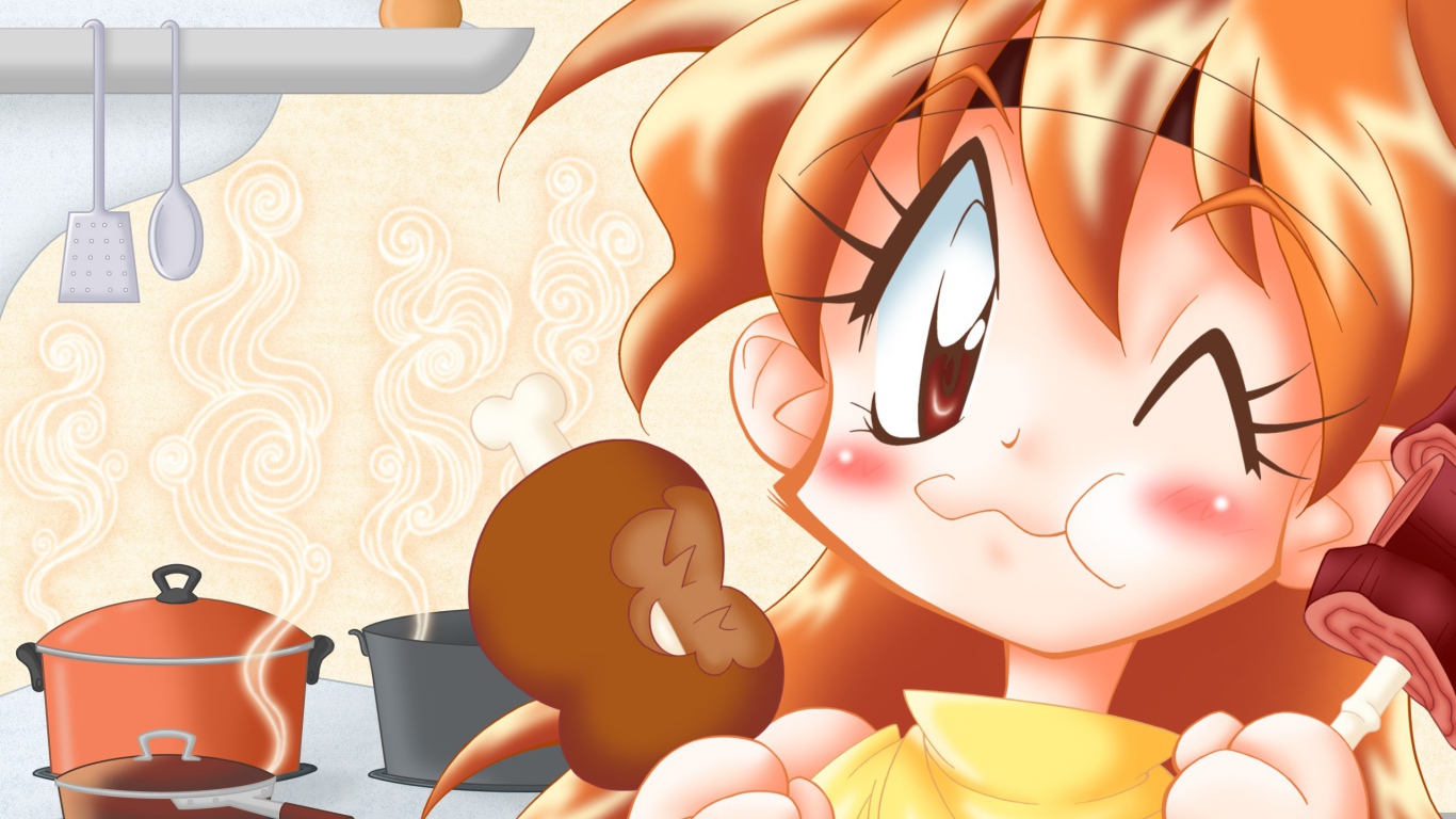 Девушка аниме Рубаки кушает мороженое