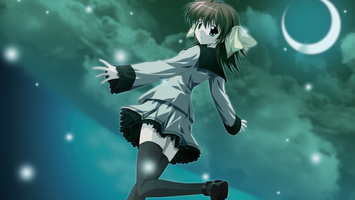 Девушка на фоне неба в аниме Эф - история воспоминаний