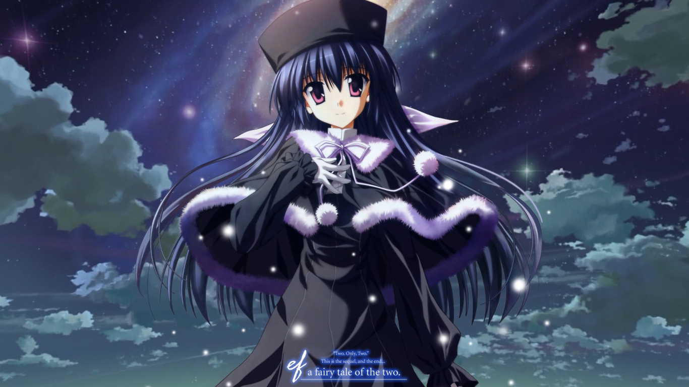 Девушка в черной одежде в аниме Эф - история воспоминаний