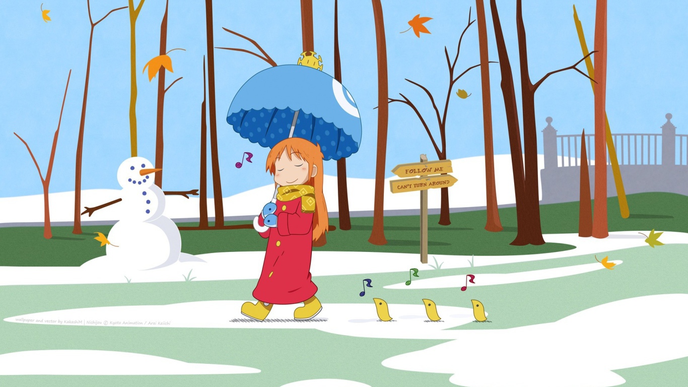 Девочка под зонтиком в аниме Нитидзё