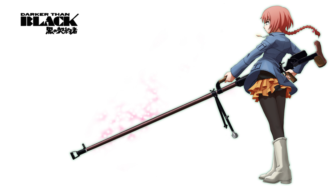 Героиня с оружием в аниме Темнее черного
