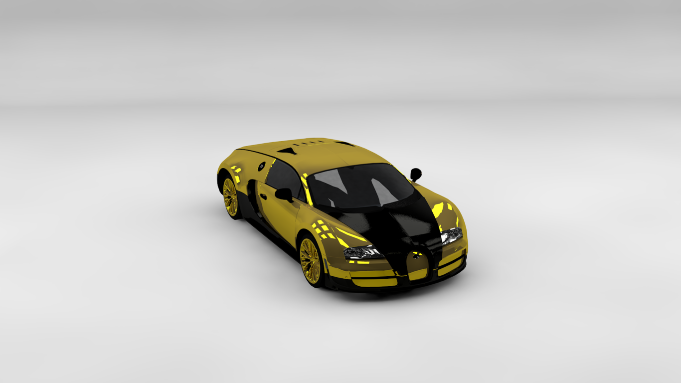 Золотой Bugatti Veyron на сером фоне